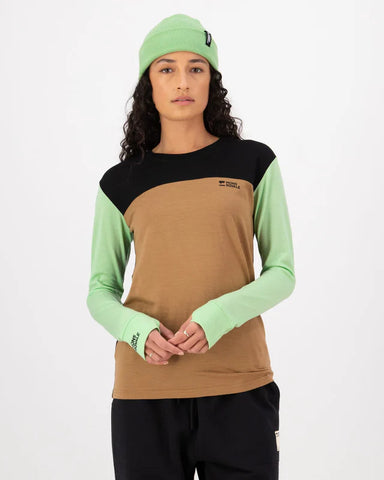 Mons Royale Yotei Merino Long Sleeve Women – Matcha / Toffee