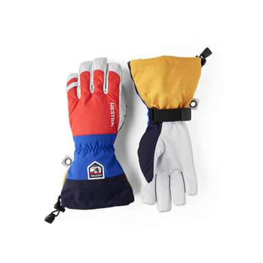 Hestra Army Leather Heli Ski 5-Finger Light red Multi
