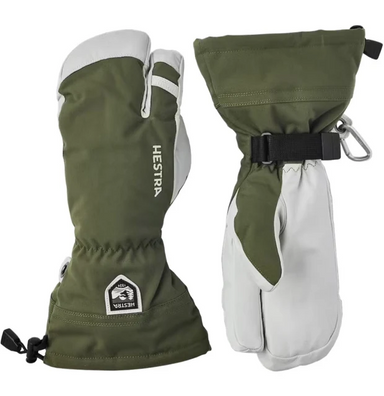 Hestra Army Leather Heli Ski 3-Finger Skihandsker – Olive